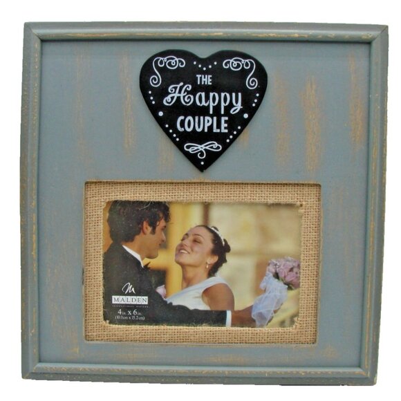 Distressed Wood Picture Frame Sage Green The Happy Couple 4X6 Photo Malden Int. - Picture 1 of 8